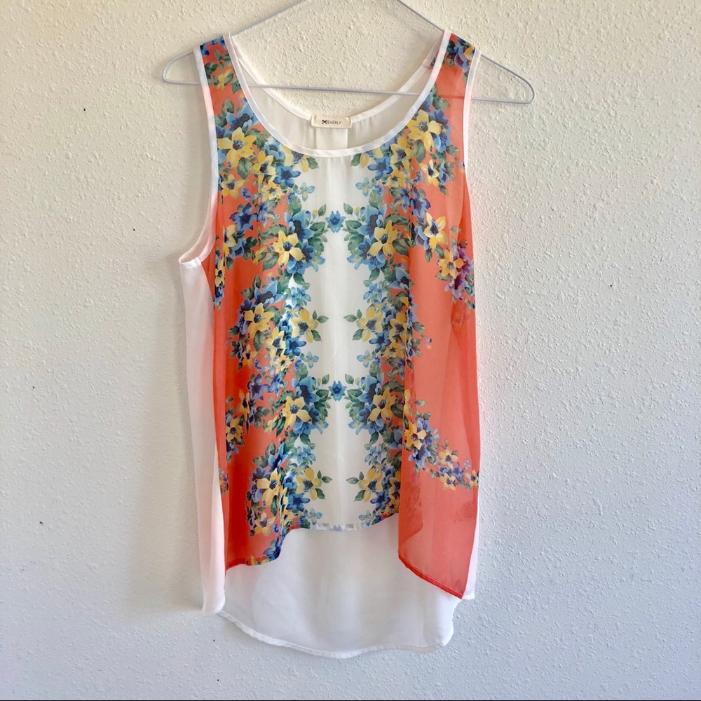 Everly Sheer Floral Tank Medium EUC